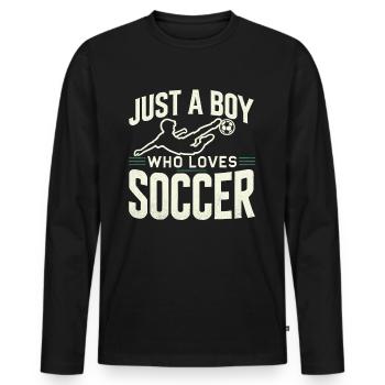 Soccer Soccer Player, Soccer Player Boy - Men's Premium Organic Long Sleeve Shirt - black - Front - Nico (187cm)