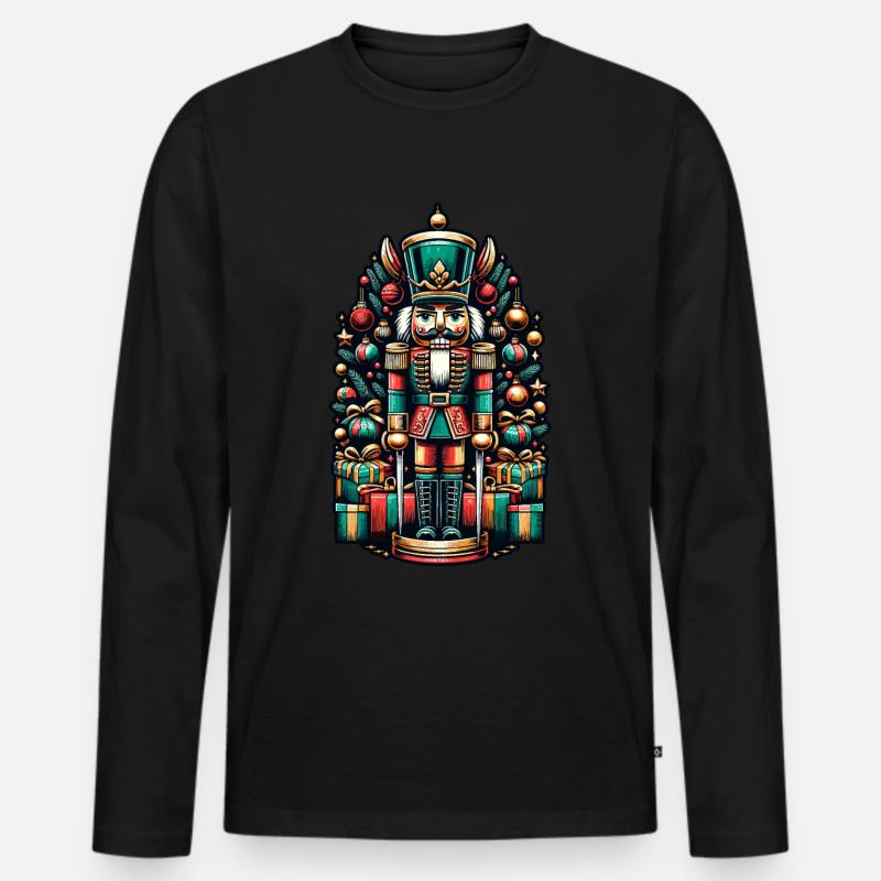 Weihnachtlicher Nussknacker Mit Geschenken - Männer Premium Bio Langarmshirt - Schwarz