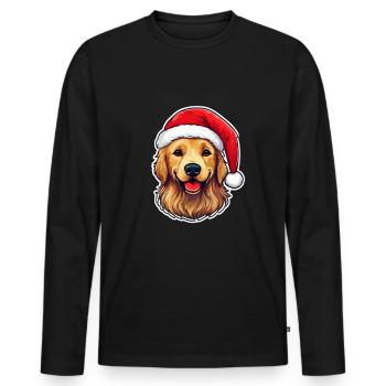Golden Retriever Chien Noël - T-shirt manches longues Premium bio Homme - noir - Devant - Nico (187cm)