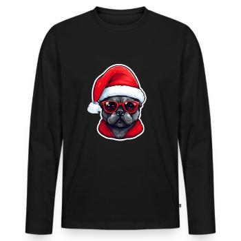 Carlin Chien Noël - T-shirt manches longues Premium bio Homme - noir - Devant - Nico (187cm)