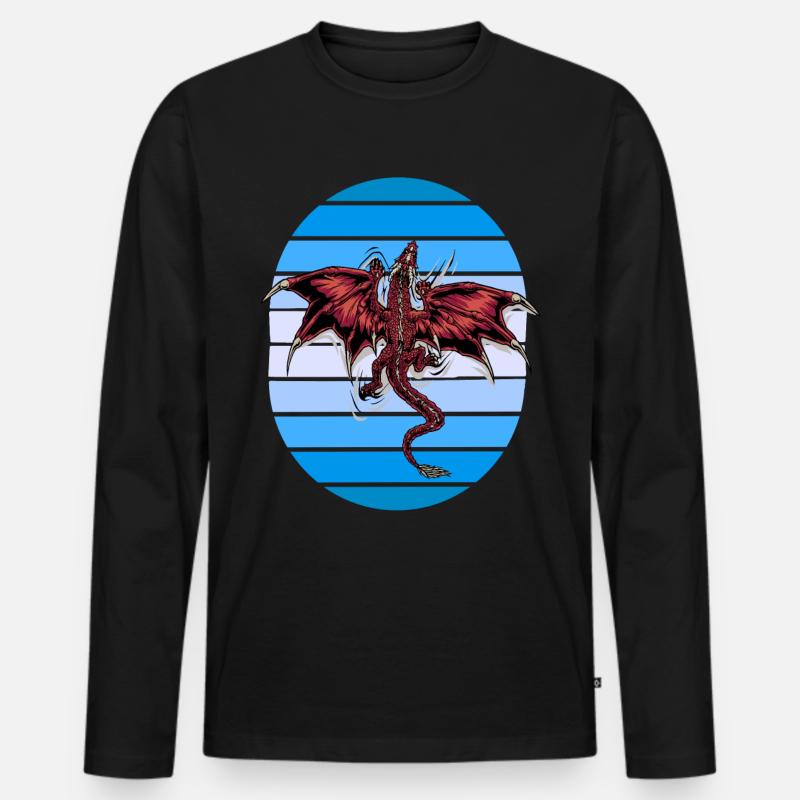 mystisch Drache Drachen - Männer Premium Bio Langarmshirt - Schwarz