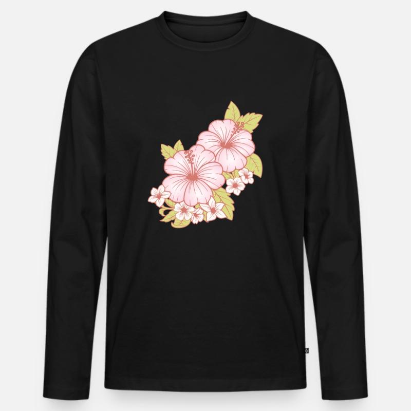 Hawaii Hawaiianisches Mädchen Hibiskusblüte - Männer Premium Bio Langarmshirt - Schwarz