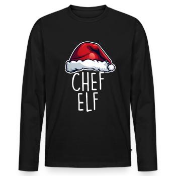 Elf Noël - T-shirt manches longues Premium bio Homme - noir - Devant - Nico (187cm)