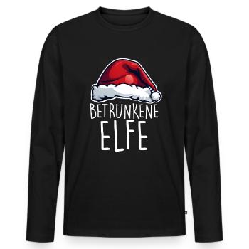 Noël elfe ivre - T-shirt manches longues Premium bio Homme - noir - Devant - Nico (187cm)