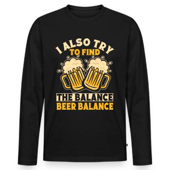 Yoga Try To Find The Beer Balance Funny Yoga - Männer Premium Bio Langarmshirt - Schwarz - Vorne - Nico (187cm)
