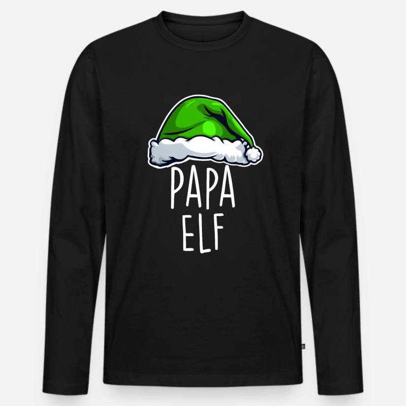 Papa Elf - Männer Premium Bio Langarmshirt - Schwarz
