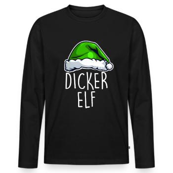 Noël Fat Elf - T-shirt manches longues Premium bio Homme - noir - Devant - Nico (187cm)