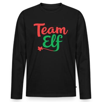 Équipe Elfe Onze Elfes Elfes Noël Onze Noël - T-shirt manches longues Premium bio Homme - noir - Devant - Nico (187cm)