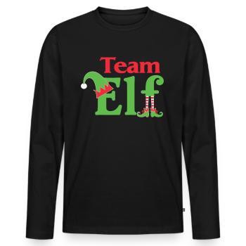 Équipe Elfe Onze Elfes Elfes Noël Onze Noël - T-shirt manches longues Premium bio Homme - noir - Devant - Nico (187cm)
