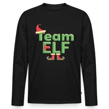 Équipe Elfe Onze Elfes Elfes Noël Onze Noël - T-shirt manches longues Premium bio Homme - noir - Devant - Nico (187cm)