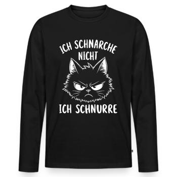 Sleep Shirt Pajamas Cat Kitten Snoring - Men's Premium Organic Long Sleeve Shirt - black - Front - Nico (187cm)