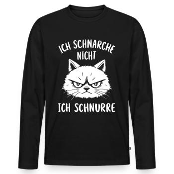 Schlafshirt Schlafanzug Katze Schlafen Schnarchen - Männer Premium Bio Langarmshirt - Schwarz - Vorne - Nico (187cm)