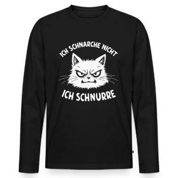 Sleep Shirt Pajamas Cat Kitten Snoring - Men's Premium Organic Long Sleeve Shirt - black - Front - Nico (187cm)
