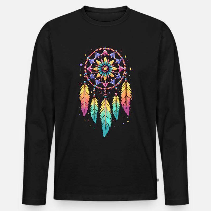 Boho Traumfänger - Männer Premium Bio Langarmshirt - Schwarz