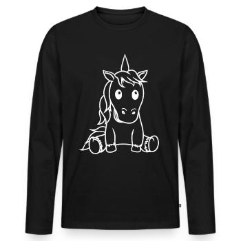 Licorne Licornes Créature mythique Fable Cheval Chevaux - T-shirt manches longues Premium bio Homme - noir - Devant - Nico (187cm)