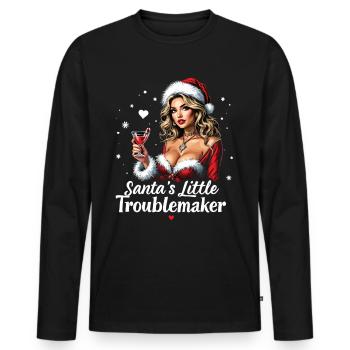 Chapeau de Noël Little Troublemaker du Père Noël - T-shirt manches longues Premium bio Homme - noir - Devant - Nico (187cm)