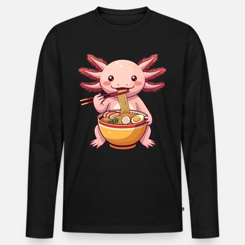 Axolotl Ramen - Männer Premium Bio Langarmshirt - Schwarz