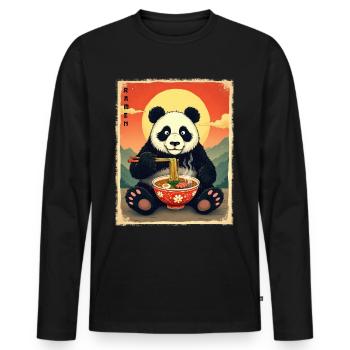 Panda Bear Ramen - Men's Premium Organic Long Sleeve Shirt - black - Front - Nico (187cm)