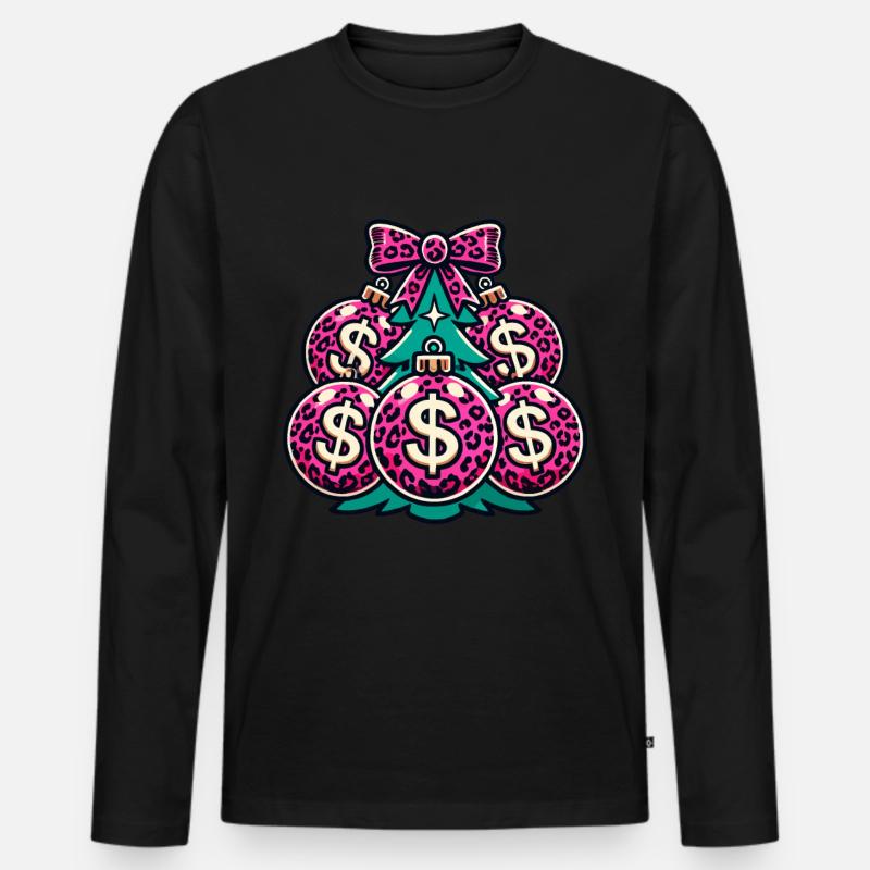 Weihnachtsbaum Mit Dollar Kugeln - Männer Premium Bio Langarmshirt - Schwarz