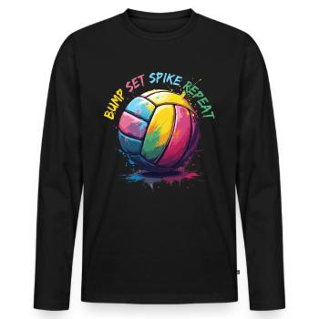 volley-ball, joueurs de volley-ball drôles, joueurs de volley-ball - T-shirt manches longues Premium bio Homme - noir - Devant - Nico (187cm)