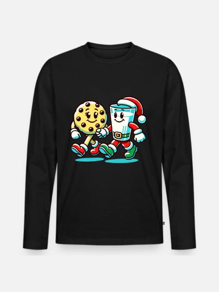 Joyeux Noël Biscuits Et Lait - T-shirt manches longues Premium bio Homme - noir