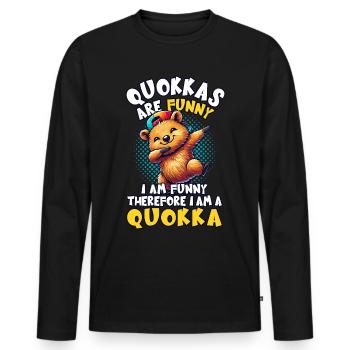 Quokka, Animal Australien, Dabbing, Drôle - T-shirt manches longues Premium bio Homme - noir - Devant - Nico (187cm)