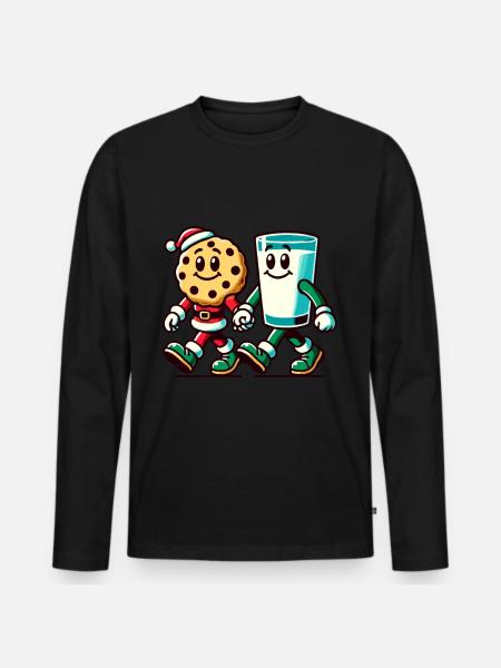 Christmas Biscuit And Milk Delight - Men's Premium Organic Long Sleeve Shirt - black