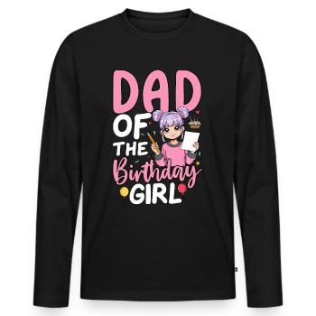 Papa de la fille d’anniversaire - T-shirt manches longues Premium bio Homme - noir - Devant - Nico (187cm)