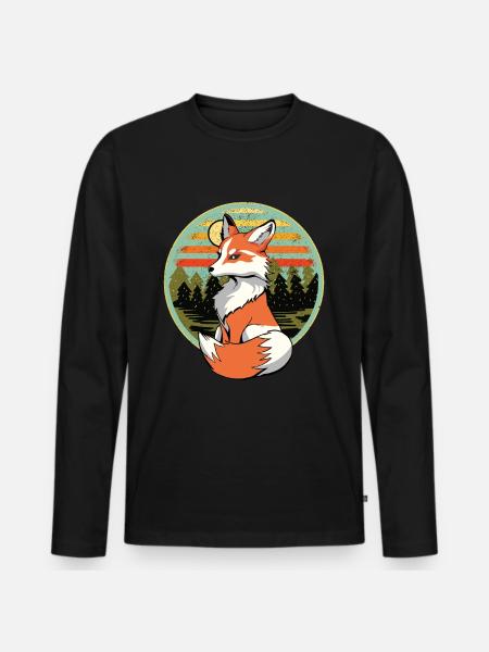 Retro Fox Foxes Vintage 80s 90s Vixen - Men's Premium Organic Long Sleeve Shirt - black
