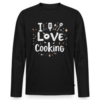 J’aime cuisiner Cuisiner Cuisiner Cuisiner - T-shirt manches longues Premium bio Homme - noir - Devant - Nico (187cm)