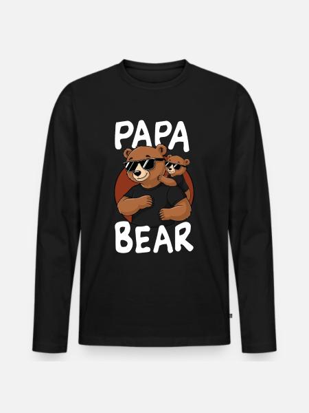 Papa Bear - Men's Premium Organic Long Sleeve Shirt - black