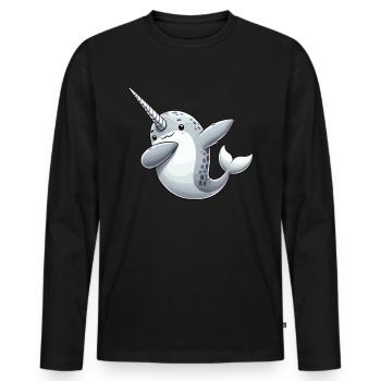 Narval, Baleine, Créature Marine, Licorne, Océan - T-shirt manches longues Premium bio Homme - noir - Devant - Nico (187cm)