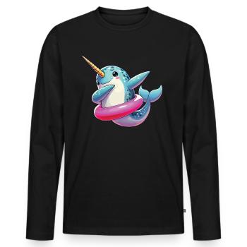 Narwhal, Whale, Sea Creature, Unicorn, Ocean - Men's Premium Organic Long Sleeve Shirt - black - Front - Nico (187cm)
