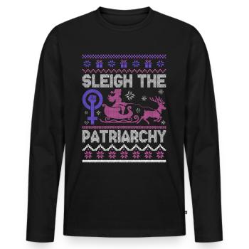 Sleigh The Patriarchy - Männer Premium Bio Langarmshirt - Schwarz - Vorne - Nico (187cm)
