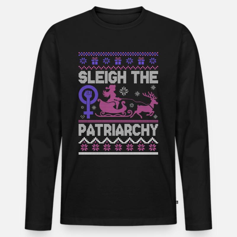 Sleigh The Patriarchy - Männer Premium Bio Langarmshirt - Schwarz