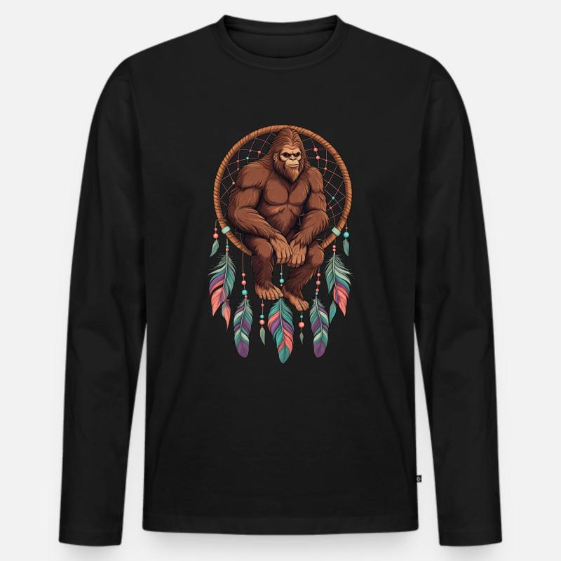 Traumfänger Bigfoot - Männer Premium Bio Langarmshirt - Schwarz