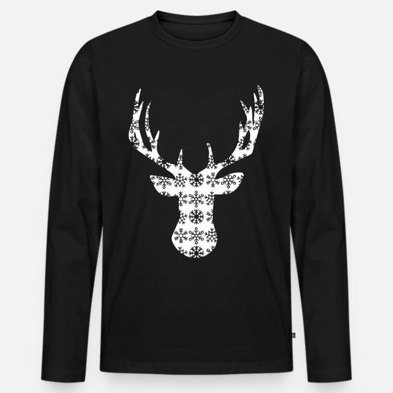 Weihnachtshirsch – Weißwedelbock - Männer Premium Bio Langarmshirt - Schwarz