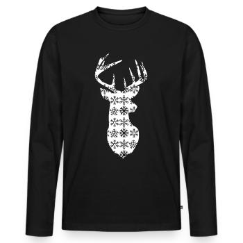 Cerf de Noël – cerf de Virginie - T-shirt manches longues Premium bio Homme - noir - Devant - Nico (187cm)
