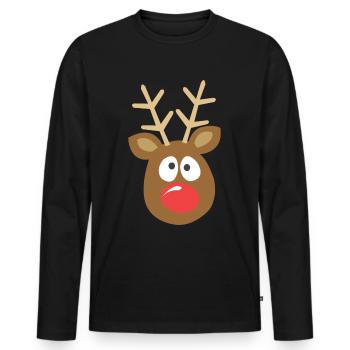 Funny and cute Christmas reindeer - Men's Premium Organic Long Sleeve Shirt - black - Front - Nico (187cm)