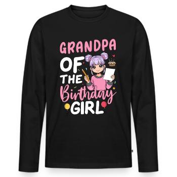 Papi de la fille d’anniversaire - T-shirt manches longues Premium bio Homme - noir - Devant - Nico (187cm)