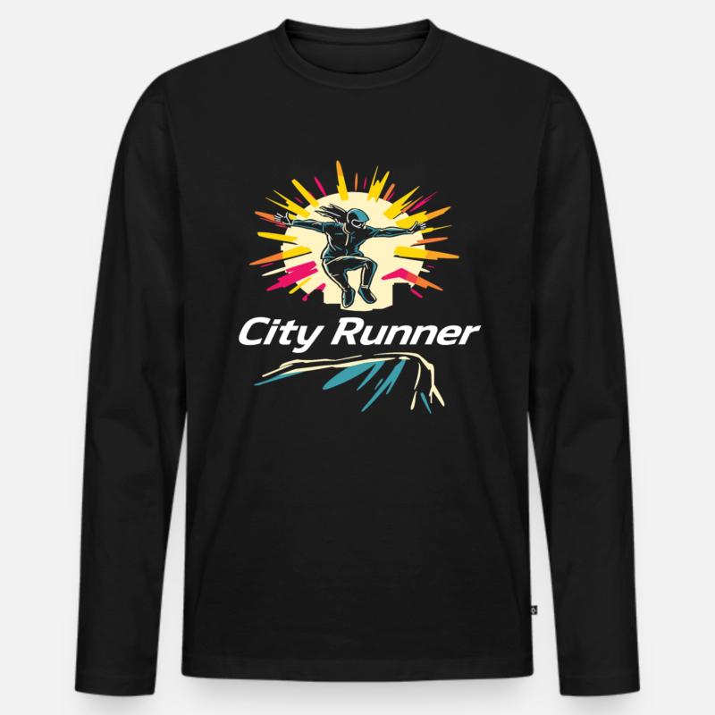 City Runner Stadtläufer - Männer Premium Bio Langarmshirt - Schwarz