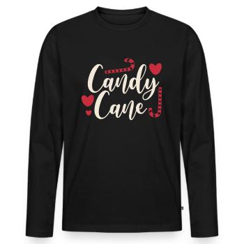 Christmas candy cane with hearts - Men's Premium Organic Long Sleeve Shirt - black - Front - Nico (187cm)