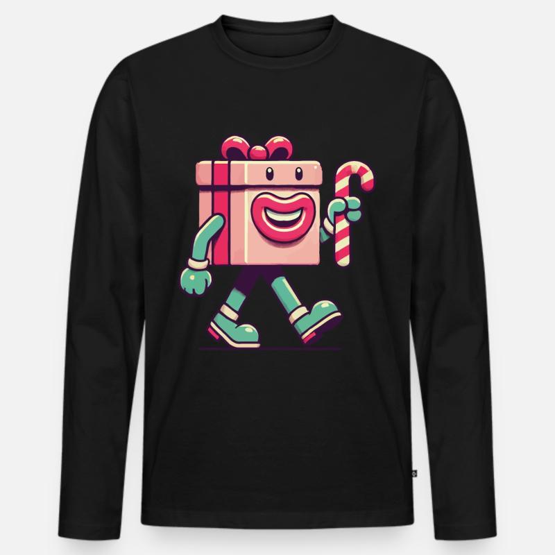 Fröhliches Weihnachtsgeschenk Maskottchen - Männer Premium Bio Langarmshirt - Schwarz