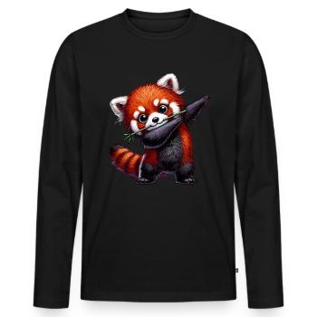 Panda roux, Panda roux, Panda ours, Dabbing - T-shirt manches longues Premium bio Homme - noir - Devant - Nico (187cm)