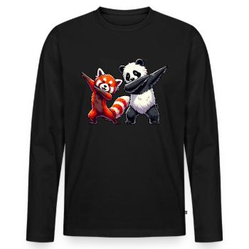 Panda roux, Panda roux, Panda ours, Dabbing - T-shirt manches longues Premium bio Homme - noir - Devant - Nico (187cm)