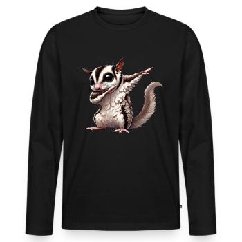 Kurzkopfgleitbeutler, Sugar Glider, Dabbing - Men's Premium Organic Long Sleeve Shirt - black - Front - Nico (187cm)
