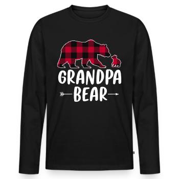 Grandpa Bear - Men's Premium Organic Long Sleeve Shirt - black - Front - Nico (187cm)