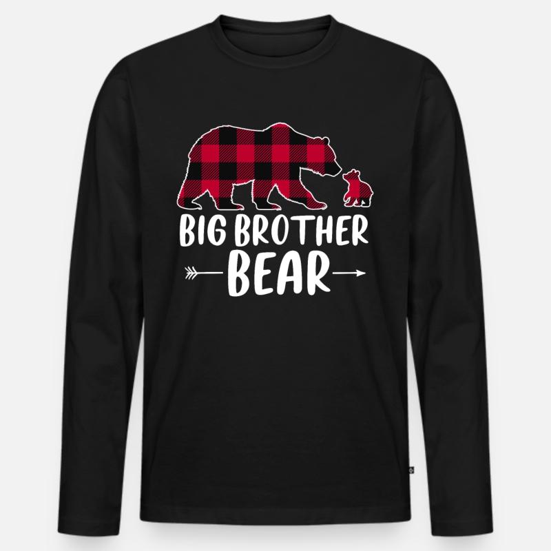 Big Brother Bear - Männer Premium Bio Langarmshirt - Schwarz