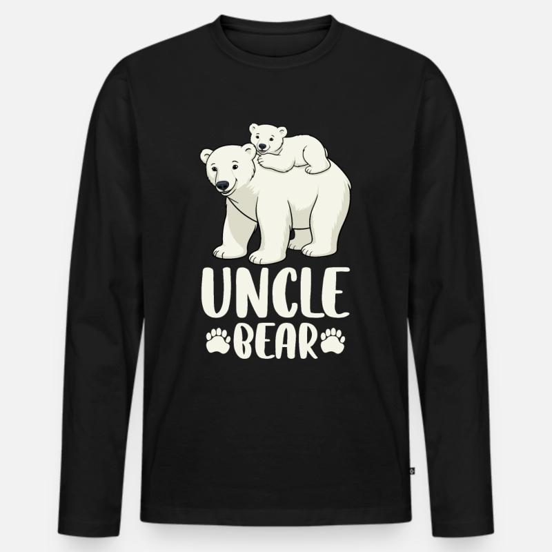 Uncle Bear - Männer Premium Bio Langarmshirt - Schwarz