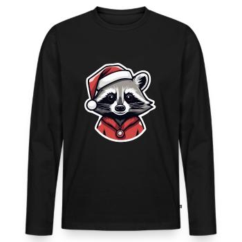 Tenue de Noël raton laveur Cadeau de Noël - T-shirt manches longues Premium bio Homme - noir - Devant - Nico (187cm)